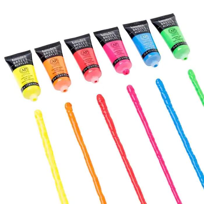 Mega Sale Liquitex BASICS Acrylic Paint, Assorted Fluorescents, 22 Milliliters, Set of 6